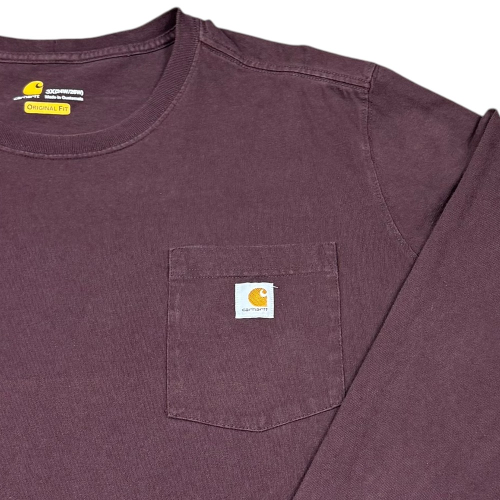 Carhartt 1032434 Maroon Cotton Long Sleeve Pocket Shirt Women's 3X FLAW - Picture 2 of 9